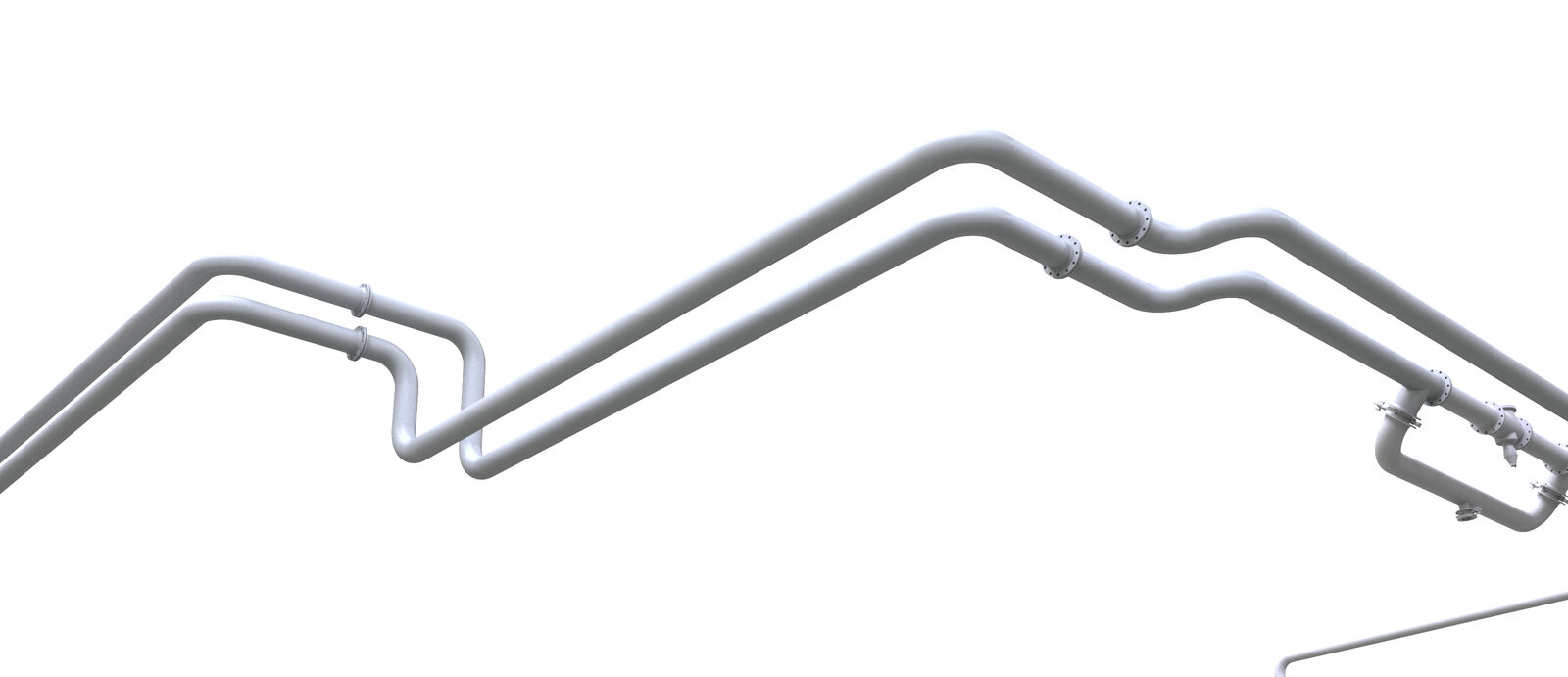 Præfabrikeret rørassembly modelleret i 3D